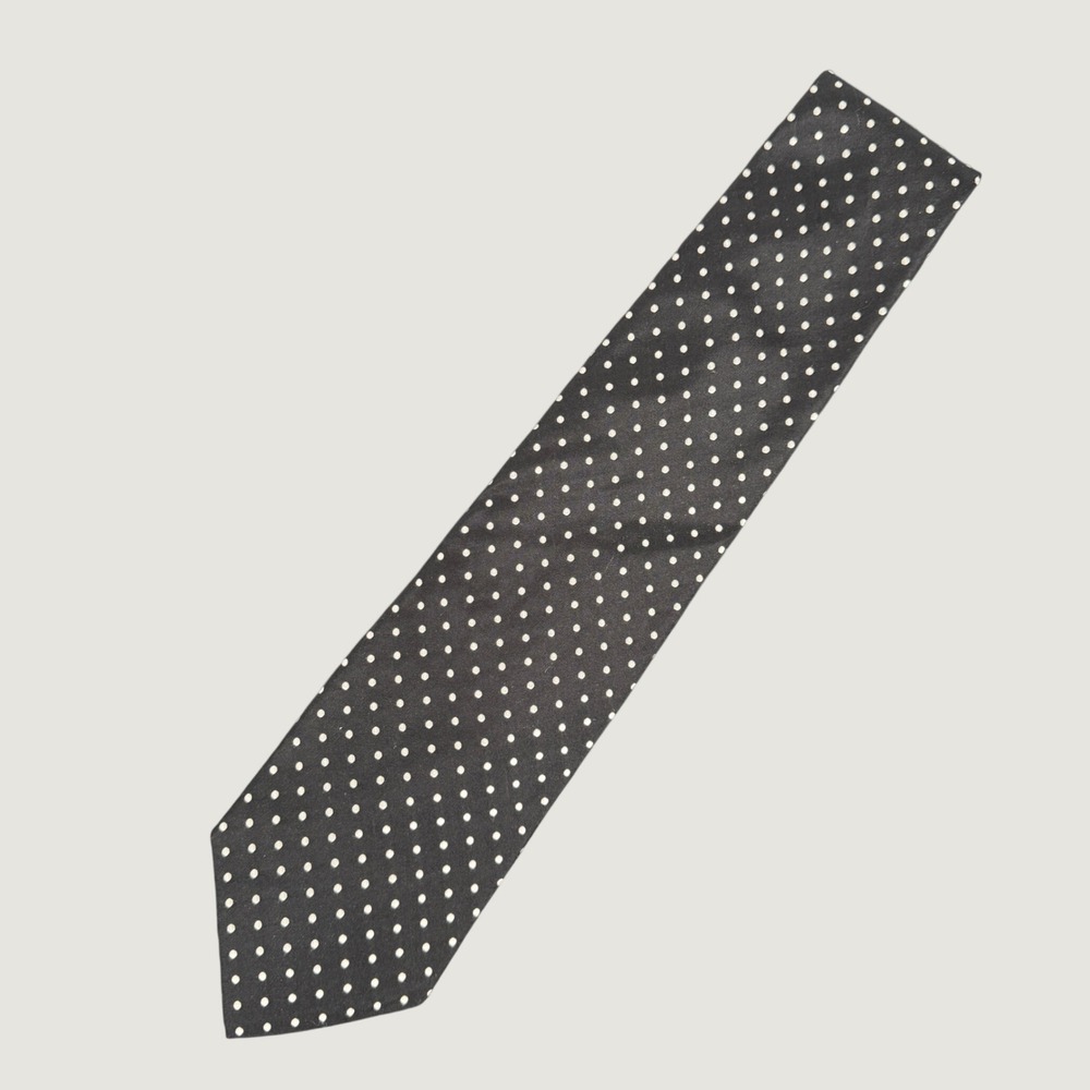 Lauren Ralph Lauren Mens Black White Polka Dot Silk Tie Hand Finished USA Made